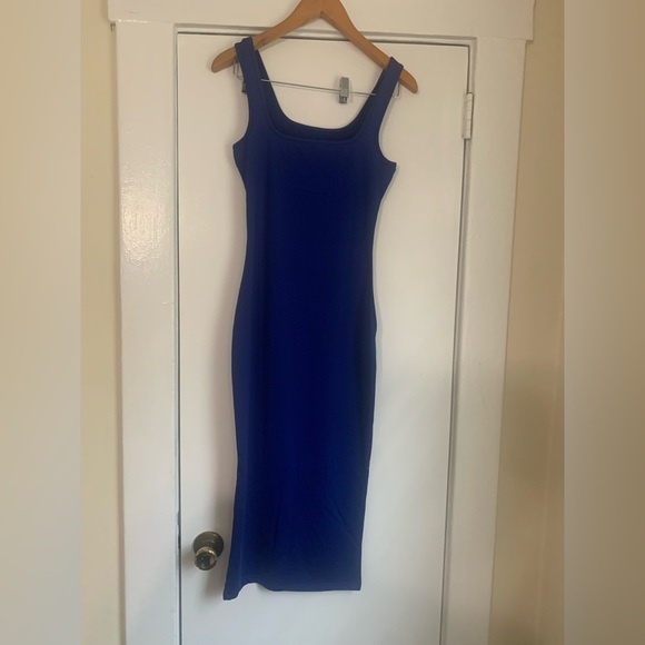 Cobalt blue bodycon strapless MIDI Dress Size Small